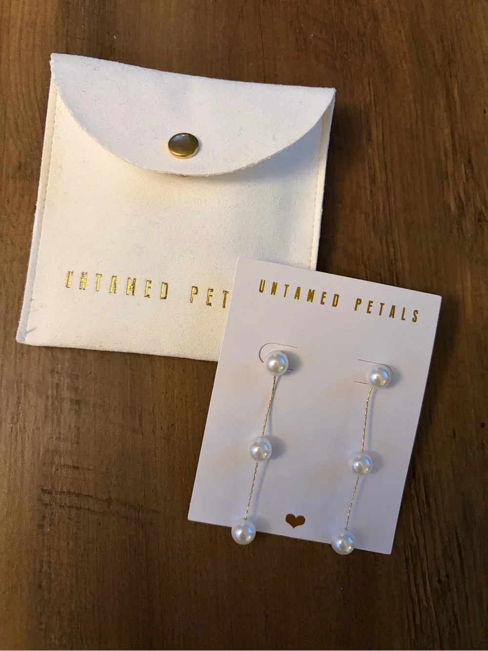 UNTAMED PETALS Lilly Pearl Drop Earrings Gold & White Pearl